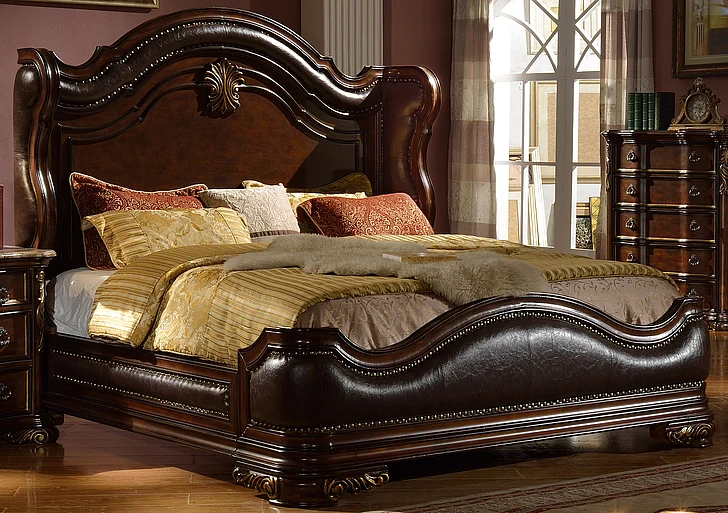 McFerran Home Furnishing B3000 Queen Panel Bed in Cherry B3000-Q