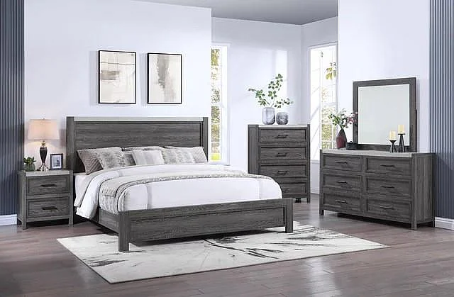 Massa Gallery Mara 3pc Panel Bedroom Set in Gray