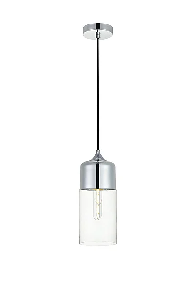 Elegant Ashwell 1 Light Chrome Pendant with Clear Glass LD2240C