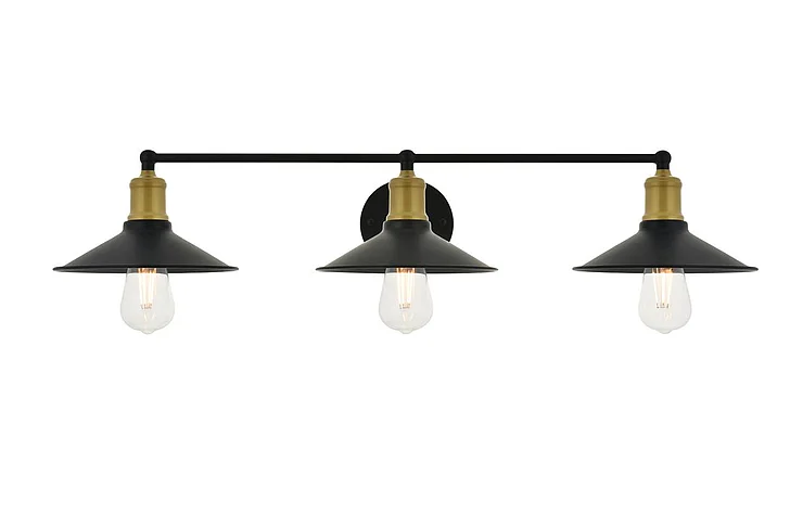 Elegant Etude 3 Light Brass and Black Wall Sconce LD4033W33BRB CLOSEOUT