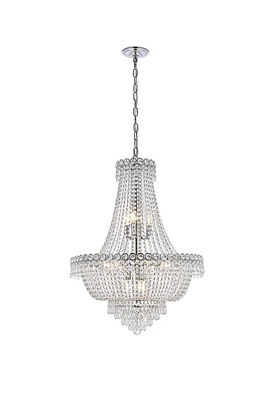 Elegant Century 12 Light Chrome Chandelier Clear Royal Cut Crystal V1900D24C/RC