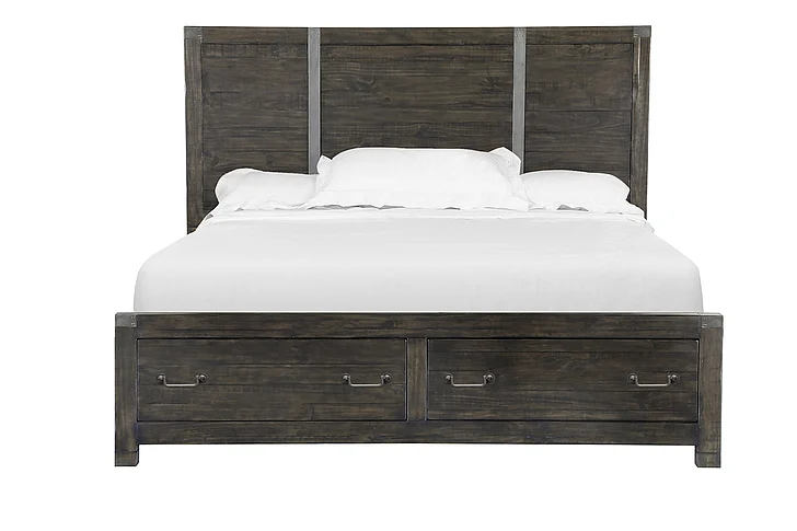 Magnussen Abington Queen Panel Storage Bed in Weathered Charcoal CLOSEOUT