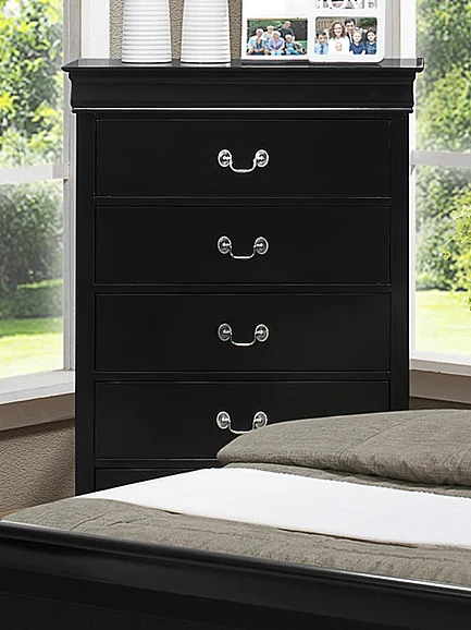 Crown Mark Furniture Louis Philip Drawer Chest in Black B3950-4