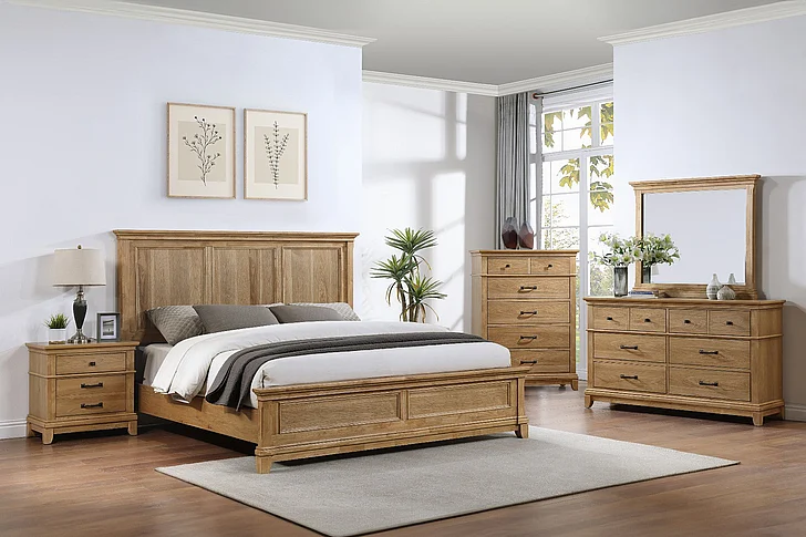 New Classic Sunstone 2pc Panel Bedroom Set in Honey