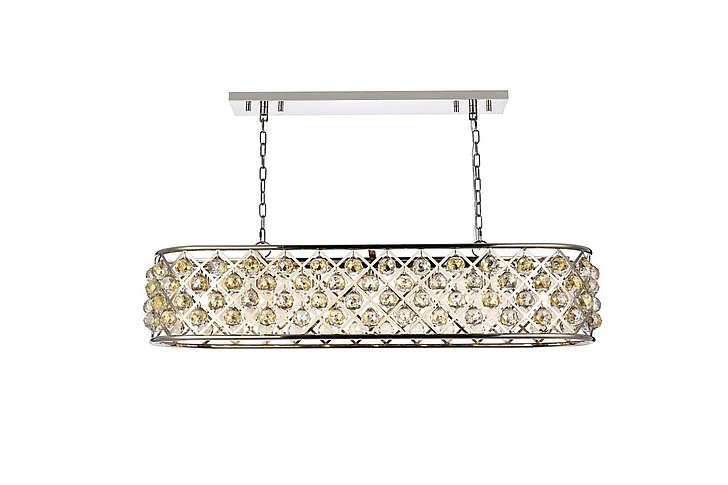 Elegant Madison 7 Light Polished Nickel Chandelier Golden Teak (Smoky) Royal Cut Crystal 1216G50PN-GT/RC