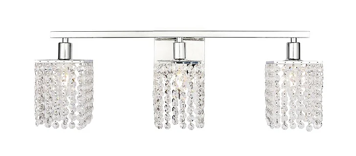 Elegant Phineas 3 Light Chrome and Clear Crystals Wall Sconce LD7011C