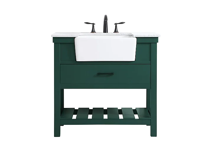Elegant 36 In. Single Bathroom Vanity in Green VF60136GN
