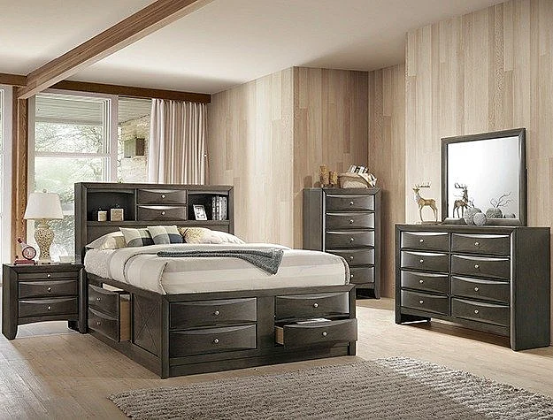 Crown Mark Emily 2pc Panel Bedroom Set in Grey