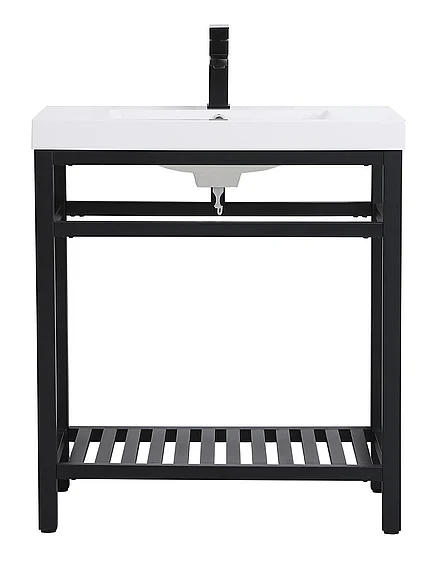 Elegant 30 In. Single Bathroom Metal Vanity in Black VF14030BK