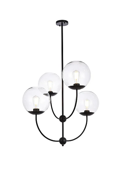Elegant Lennon 31.5 In. Pendant in Black with Clear Shade LD652D30BK CLOSEOUT