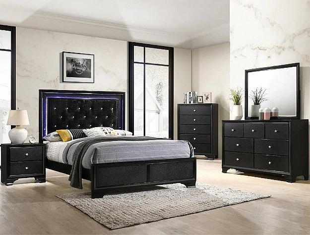 Crown Mark Furniture Micah 5pc Panel Bedroom Set in Black