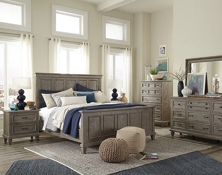 Magnussen Furniture Lancaster 4-Piece Panel Bedroom Set in Dove Tail Grey