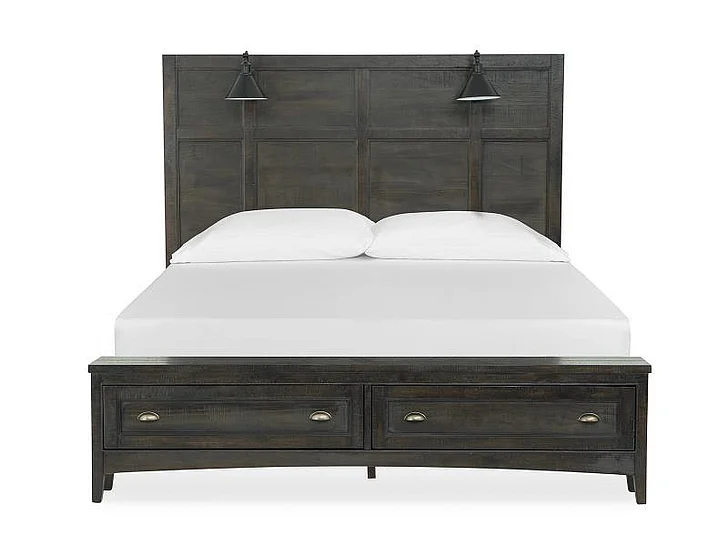 Magnussen Furniture Westley Falls 4-Piece Lamp Panel Storage Bedroom Set in Graphite