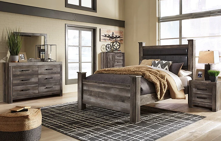 Wynnlow 4-Piece Poster Bedroom Set in Gray