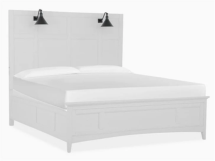 Magnussen Furniture Heron Cove 4-Piece Lamp Panel Bedroom Set in Chalk White