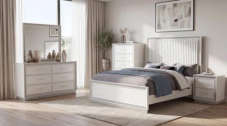 Massa Gallery LOLO 3pc Panel Bedroom Set in Silver