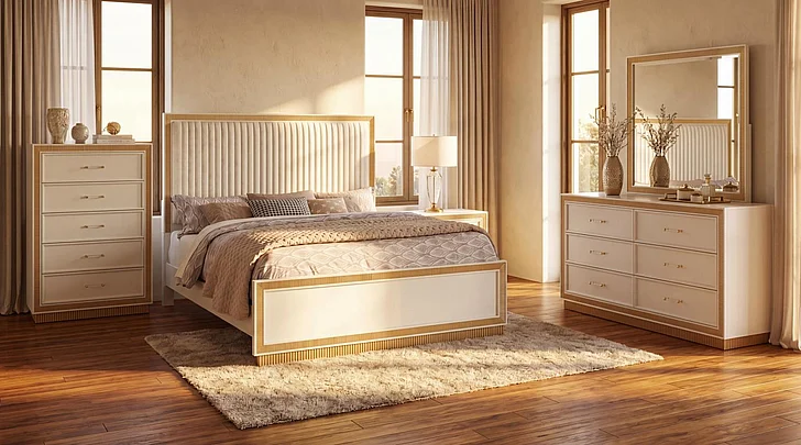 Massa Gallery LOLO 5pc Panel Bedroom Set in Gold