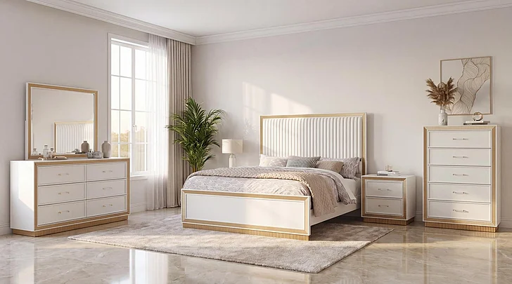 Massa Gallery LOLO 3pc Panel Bedroom Set in Gold