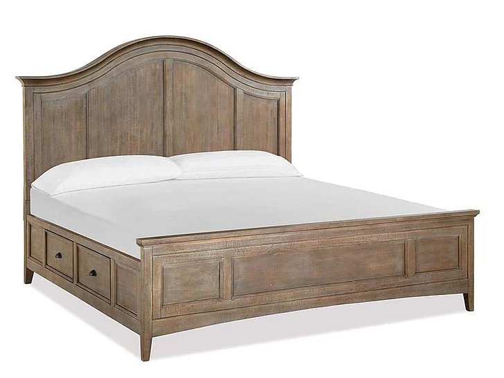 Magnussen Furniture Paxton Place 4-Piece Arched Storage Bedroom Set in Dovetail Grey