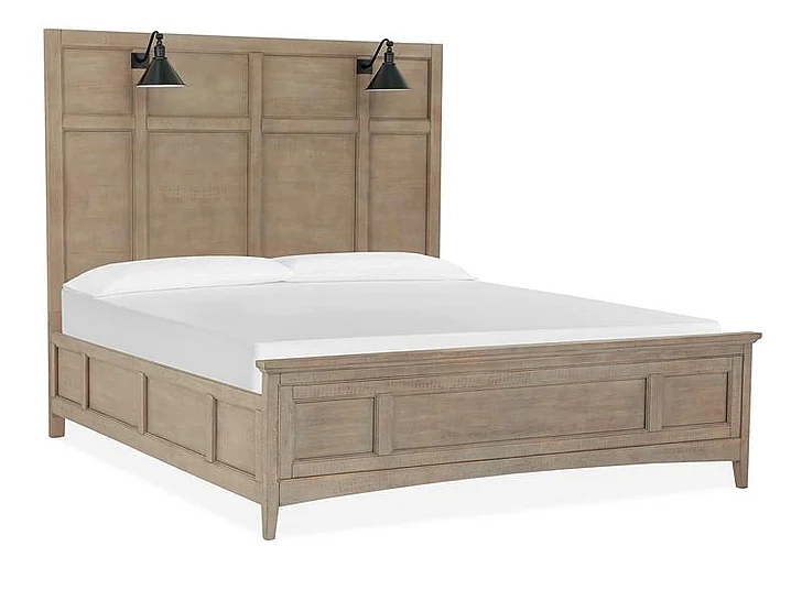 Magnussen Furniture Paxton Place 4-Piece Lamp Panel Bedroom Set in Dovetail Grey
