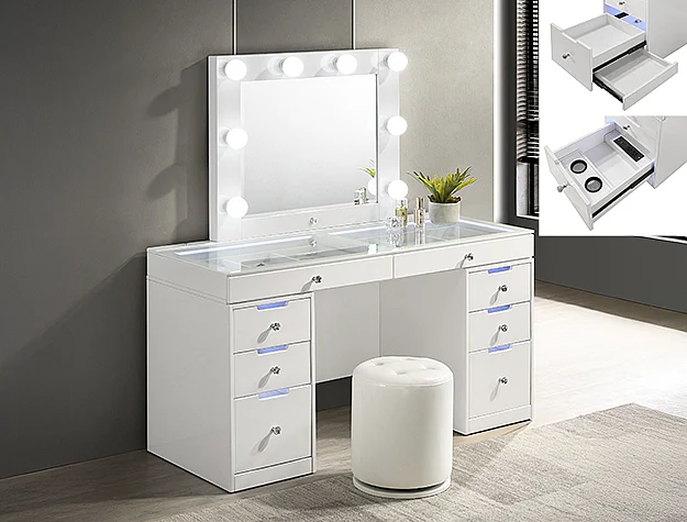 Crown Mark Luxo Vanity with LED in White