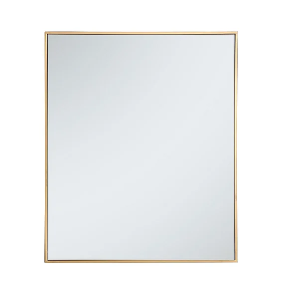 Elegant Metal Frame Rectangle Mirror 30 In. in Brass MR43036BR