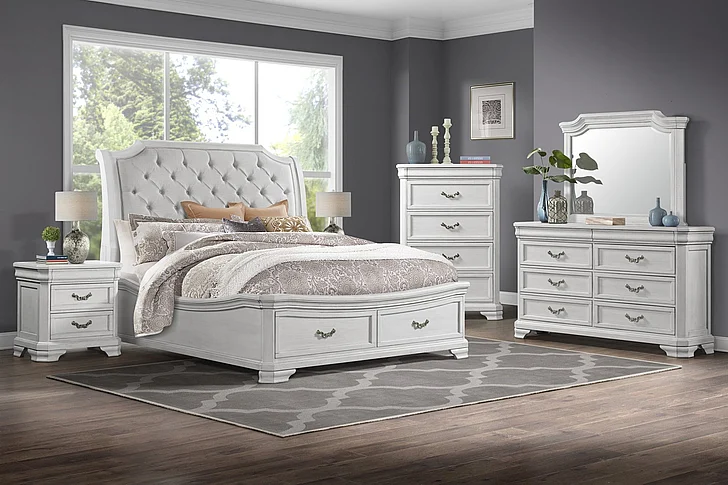 New Classic Lyndhurst 2pc Storage Panel Bedroom Set in White