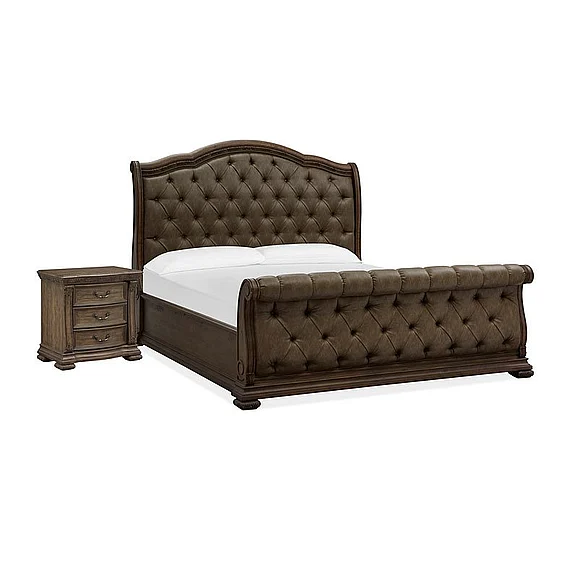 Magnussen Furniture Durango 2pc Sleigh Upholstered Bedroom Set in Willadeene Brown