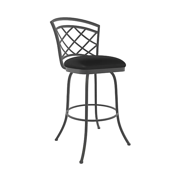 Taylor Gray Home Milan 26" Counter Height Swivel Stool in Licorice Black/Firestone Grey B515H26-S-PTR-DBLK