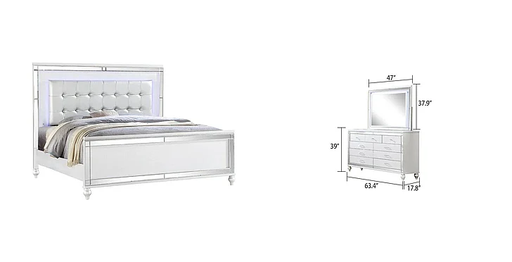 Massa Gallery Emma 3pc Panel Bedroom Set in White