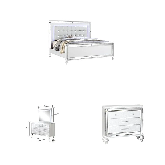 Massa Gallery Emma 4pc Panel Bedroom Set in White