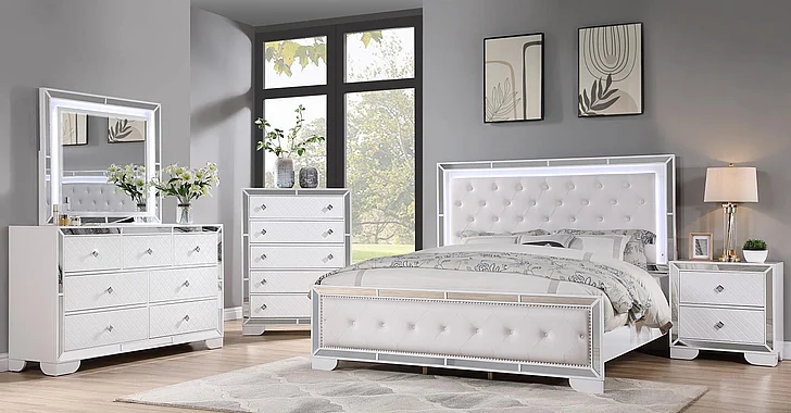 MASSA GALLERY DEMI 5PC PANEL BEDROOM SET IN WHITE