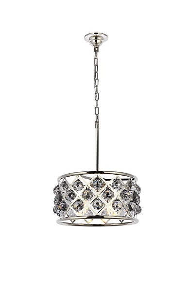 Elegant Madison 4 Light Polished Nickel Pendant Silver Shade (Grey) Royal Cut Crystal 1214D16PN-SS/RC