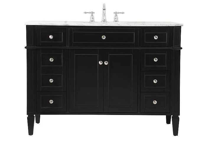 Elegant 48 In. Single Bathroom Vanity in Black VF12548BK