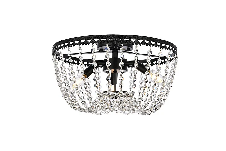 Elegant Kylie 16 In. Flush Mount in Black 1112F16BK CLOSEOUT