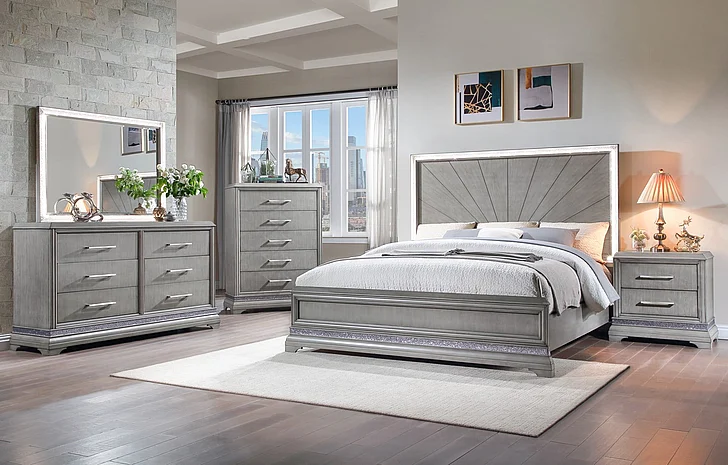 Massa Gallery Jordan 2pc Bedroom Set in Silver Gray
