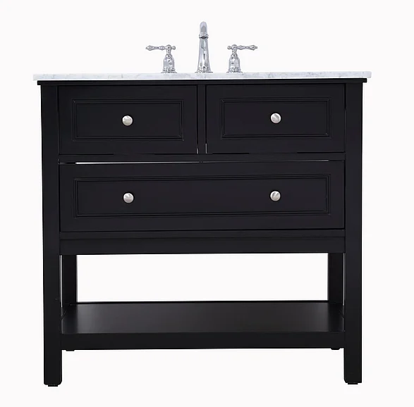 Elegant 36 In. Single Bathroom Vanity Set in Black VF27036BK