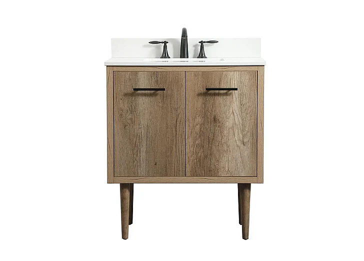 Elegant 30 In. Single Bathroom Vanity in Natural Oak with Backsplash VF48030NT-BS CLOSEOUT