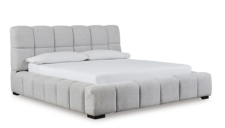 Wisperport King Upholstered Bed in Light Gray NCB584B2