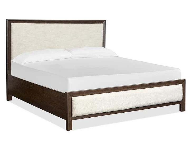 Magnussen Furniture Llewellyn California King Upholstered Panel Bed in Merino Pearl