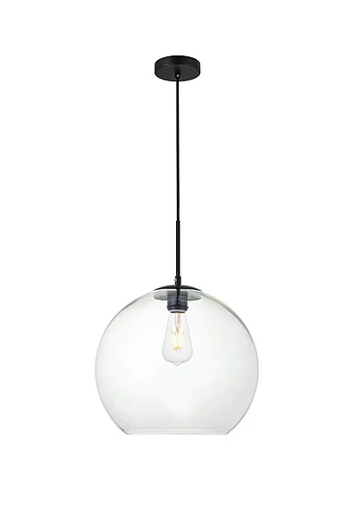 Elegant Baxter 1 Light Black Pendant with Clear Glass LD2216BK