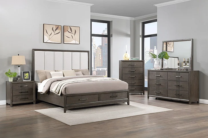 New Classic Landon 4pc Storage Panel Bedroom Set in Walnut