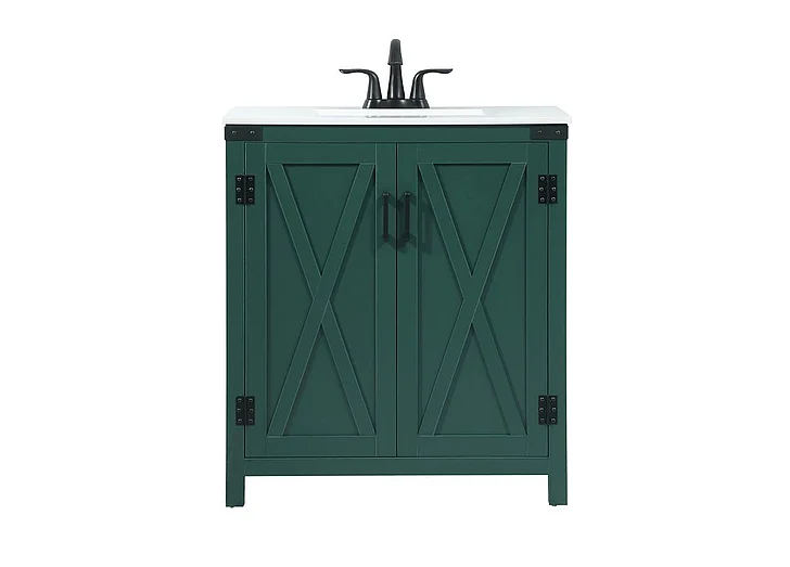Elegant 30 In. Single Bathroom Vanity in Green VF90230MGN