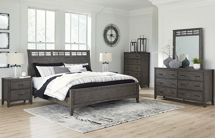 Montillan 4-Piece Panel Bedroom Set in Grayish Brown