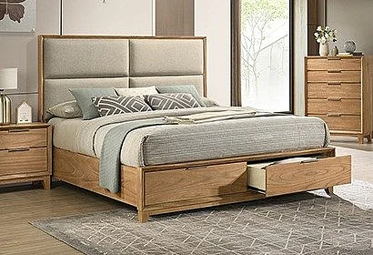 Crown Mark Florian King Storage Bed in Natural