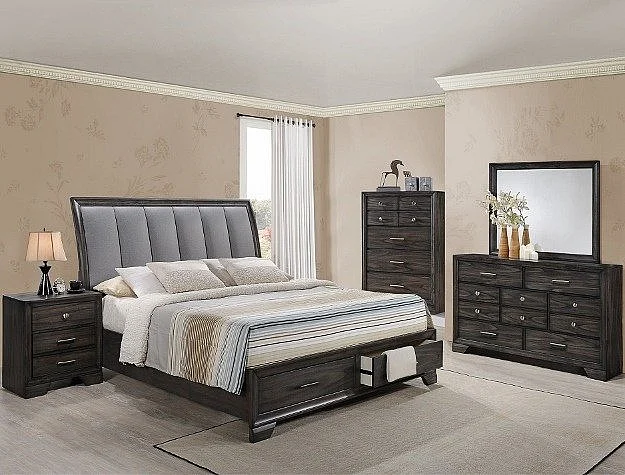 Crown Mark Jaymes 2pc Storage Bedroom Set in Dark Brown