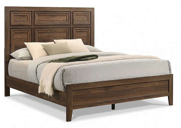 Crown Mark Lorraine Full Panel Bed in Rich Wood