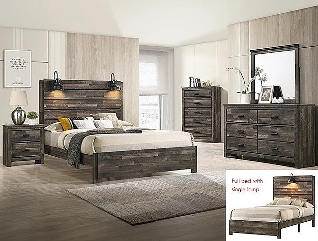 Crown Mark Carter 4pc Platform Bedroom Set in Brown