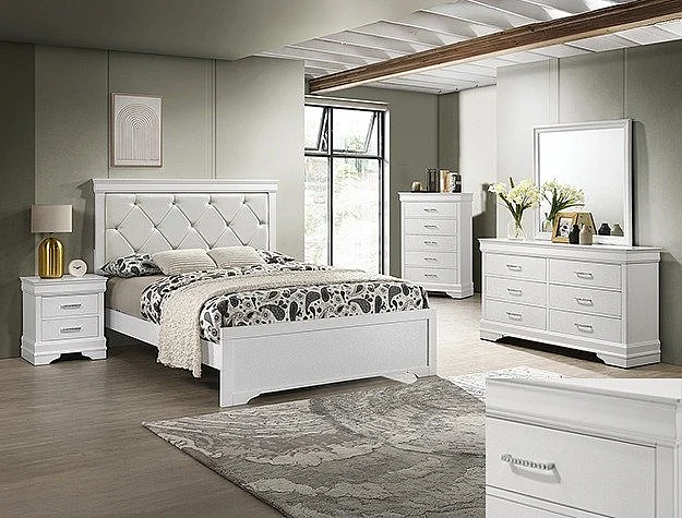 Crown Mark Amalia 4pc Poster Bedroom Set in White