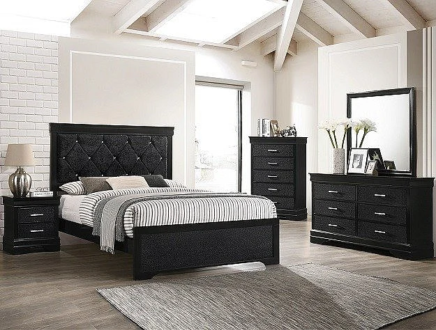 Crown Mark Amalia 4pc Poster Bedroom Set in Black